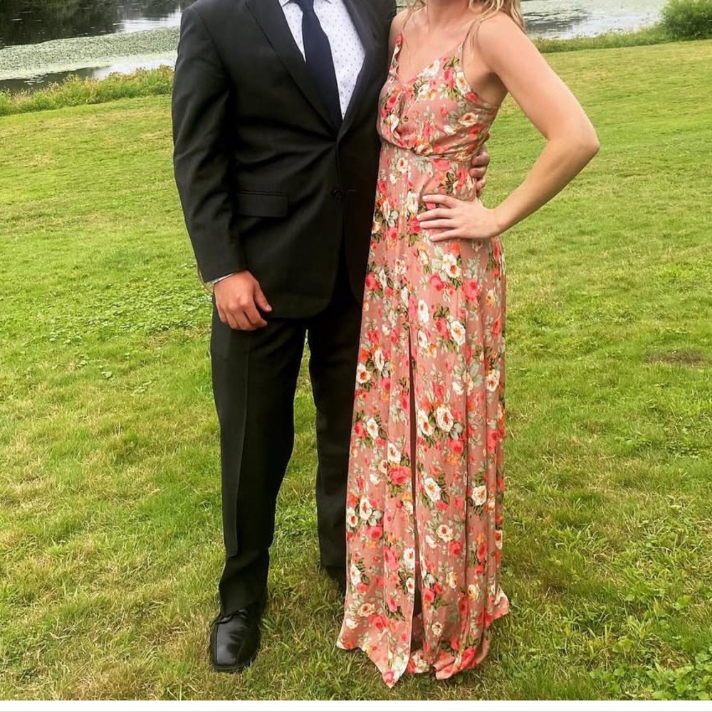 Lulu's Floral Pink Maxi Dress